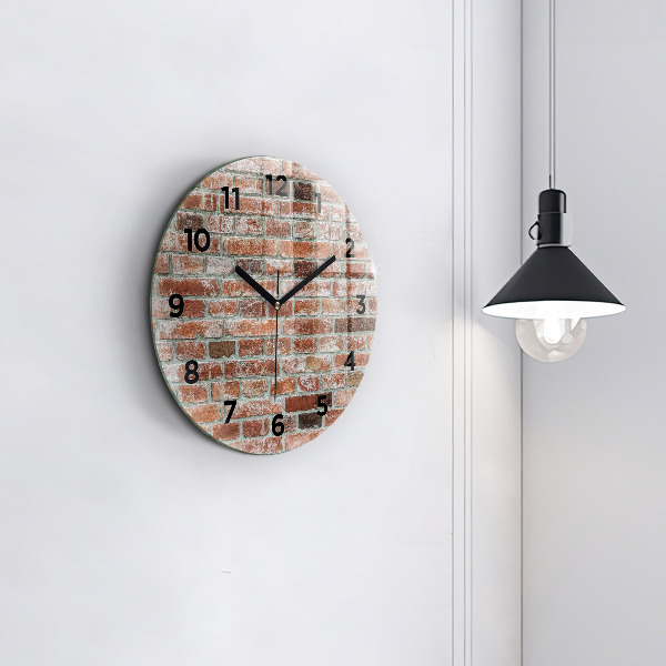 Round glass clock Brick wall