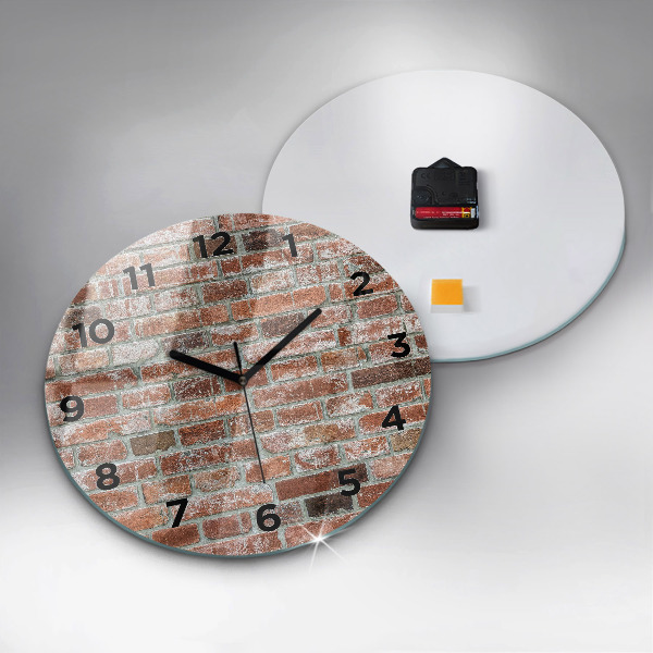 Round glass clock Brick wall