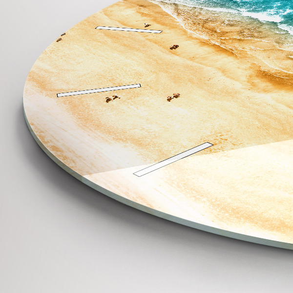 Round glass clock sea beach people