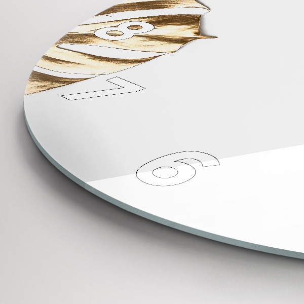 Round glass clock Tropical leaves