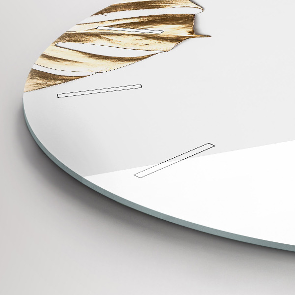 Round glass clock Tropical leaves