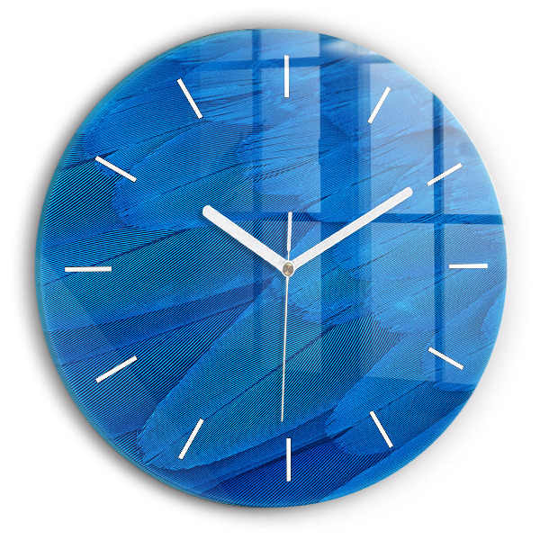 Round glass clock Bird feather