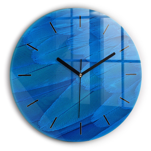 Round glass clock Bird feather
