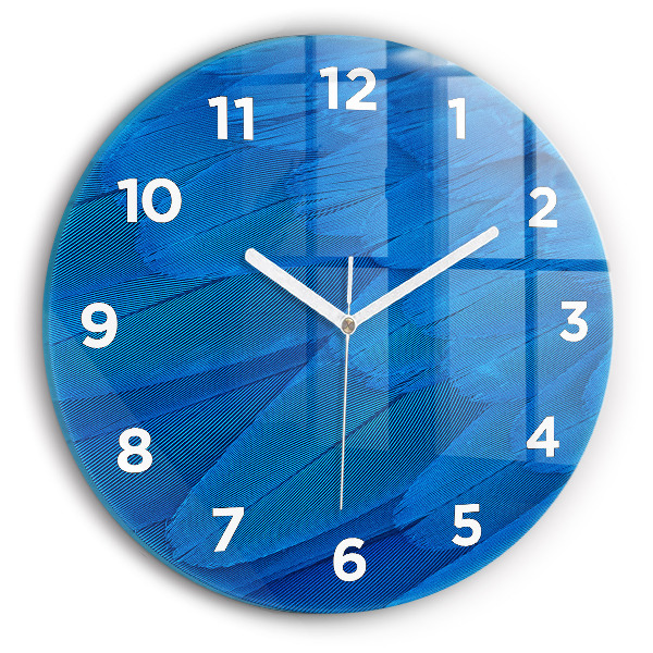 Round glass clock Bird feather