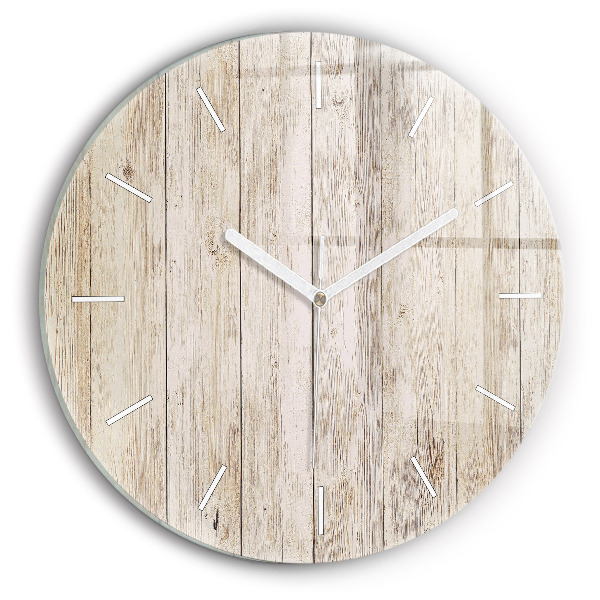 Round glass clock Wooden panels