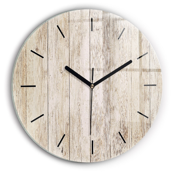 Round glass clock Wooden panels
