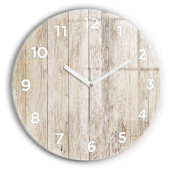 Round glass clock Wooden panels