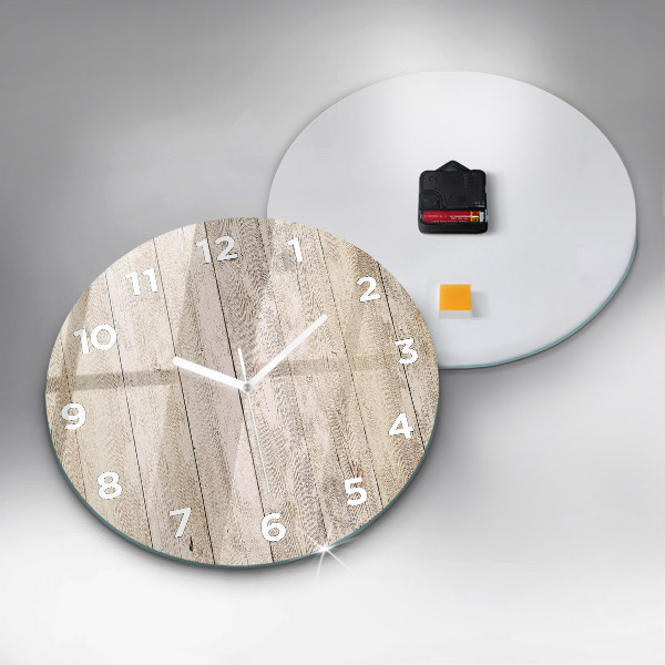 Round glass clock Wooden panels