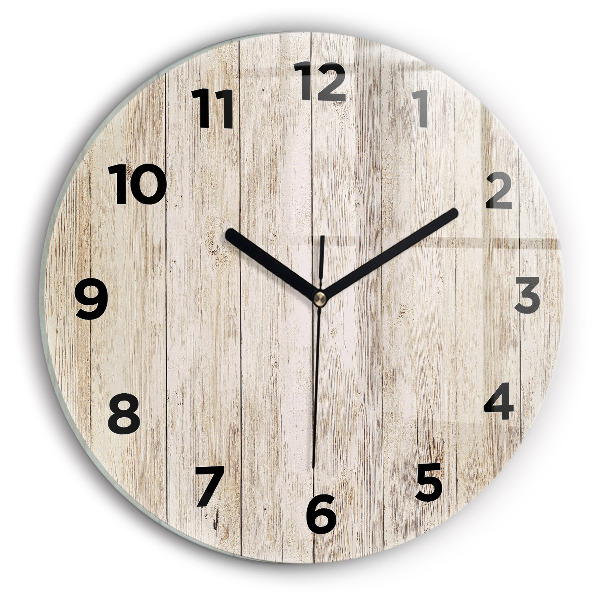 Round glass clock Wooden panels