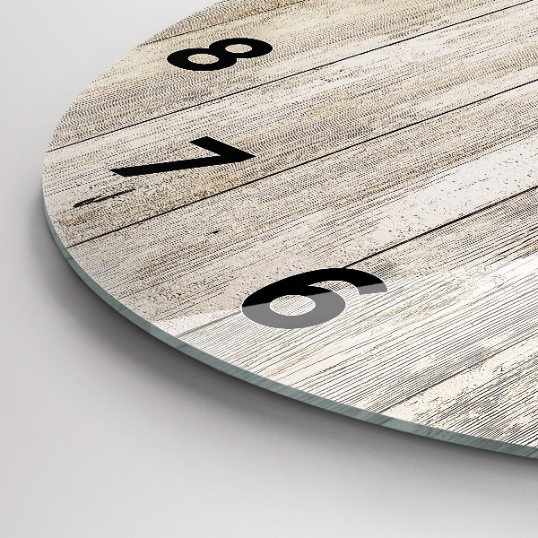 Round glass clock Wooden panels