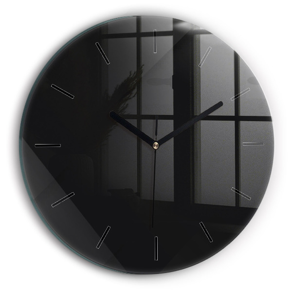 Round glass clock Dark wall pattern
