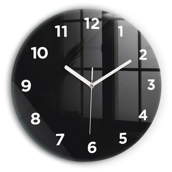 Round glass clock Dark wall pattern