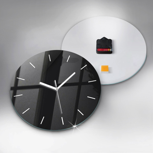 Round glass clock Dark wall pattern