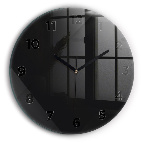 Round glass clock Dark wall pattern