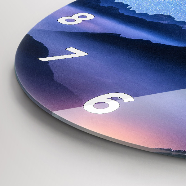 Round glass clock Milky Way and Mountains