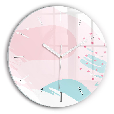Round glass clock Pastel abstraction