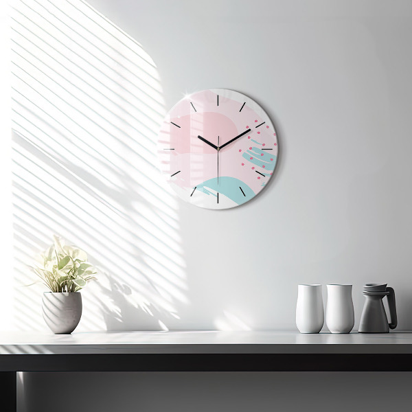 Round glass clock Pastel abstraction