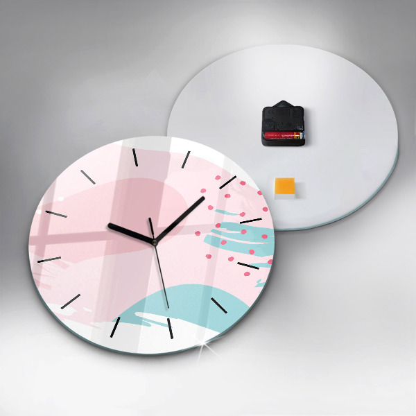 Round glass clock Pastel abstraction