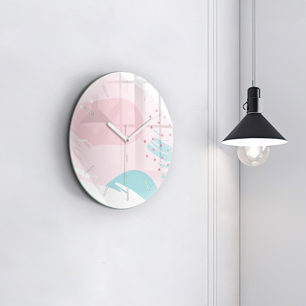 Round glass clock Pastel abstraction
