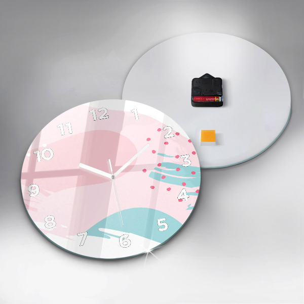 Round glass clock Pastel abstraction
