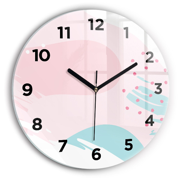 Round glass clock Pastel abstraction