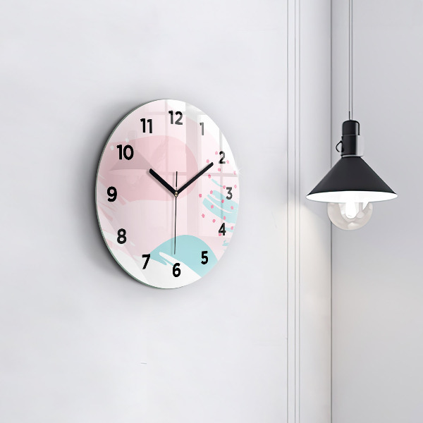 Round glass clock Pastel abstraction