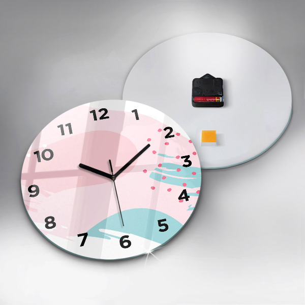 Round glass clock Pastel abstraction