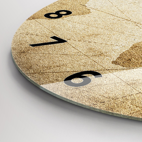 Round glass clock Vintage world map