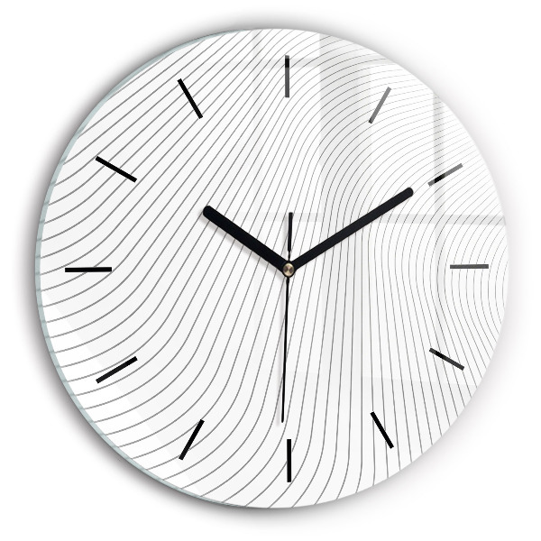 Round glass clock Abstraction lines