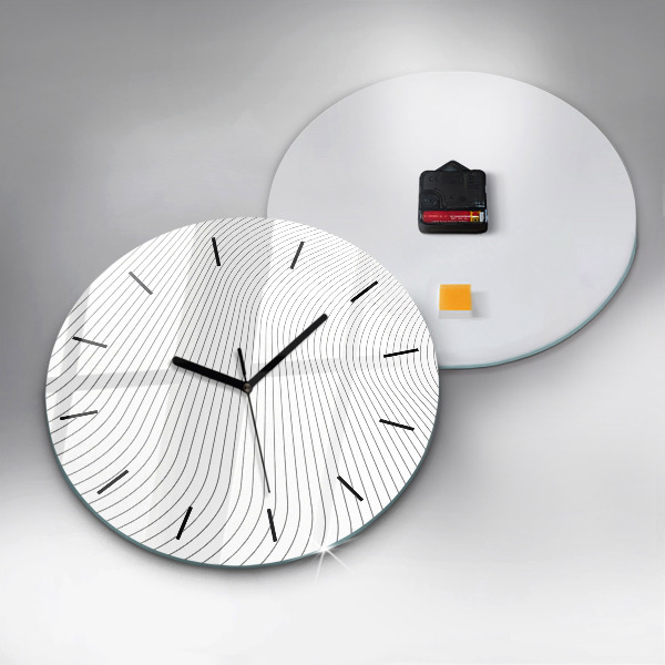 Round glass clock Abstraction lines