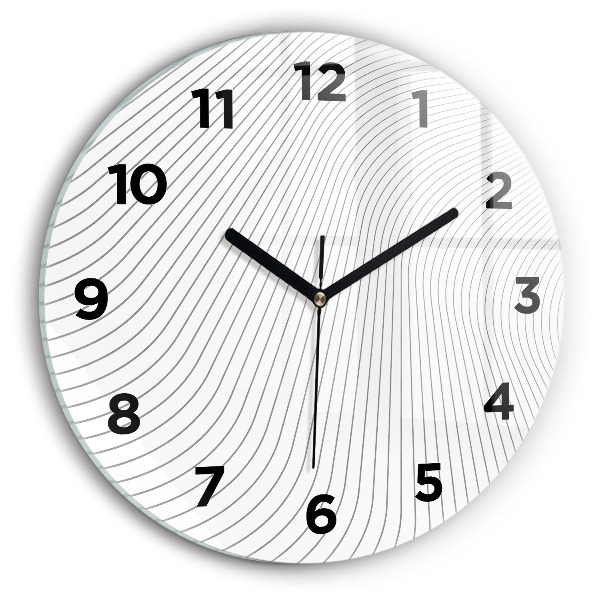Round glass clock Abstraction lines
