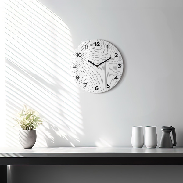 Round glass clock Abstraction lines
