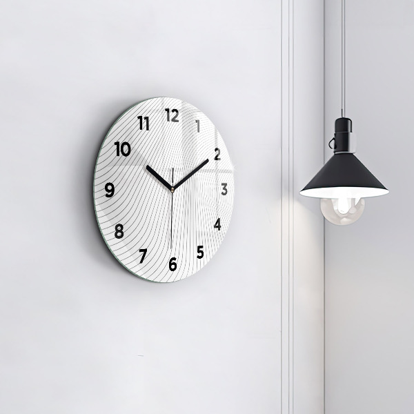 Round glass clock Abstraction lines