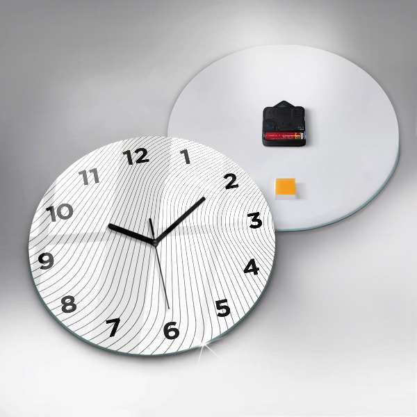 Round glass clock Abstraction lines