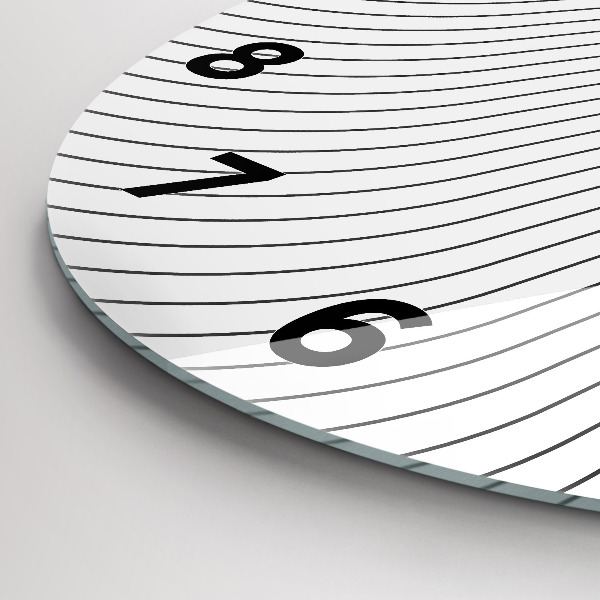 Round glass clock Abstraction lines