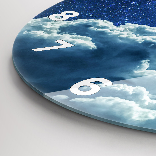 Round glass clock Night sky