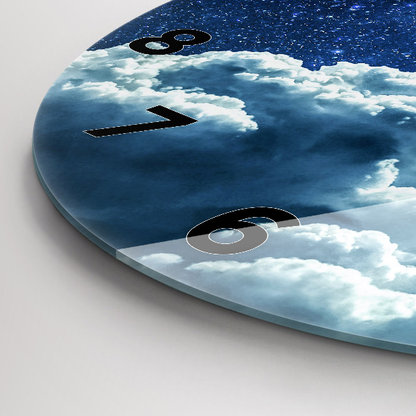 Round glass clock Night sky