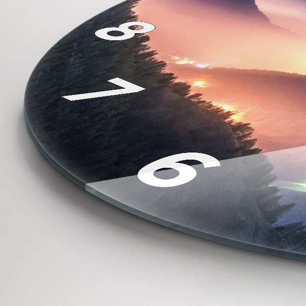 Round glass clock Mountain peak landscape