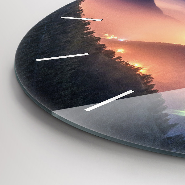 Round glass clock Mountain peak landscape