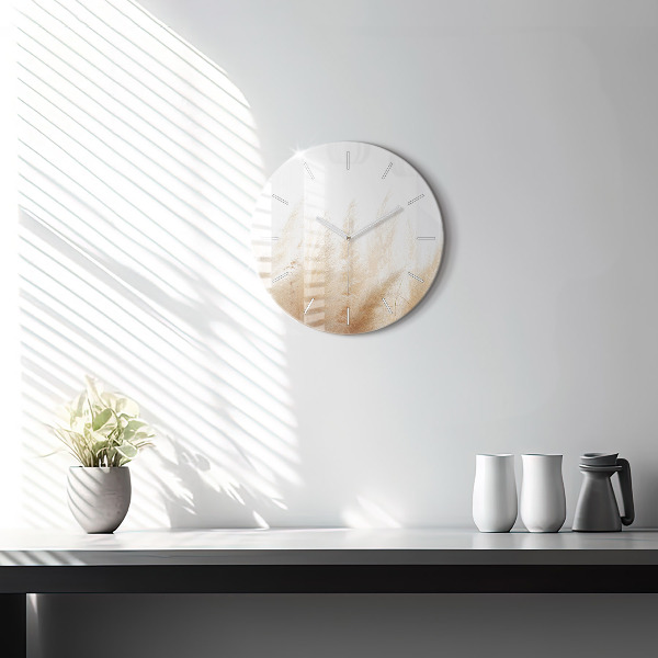 Round glass clock Ears of grain
