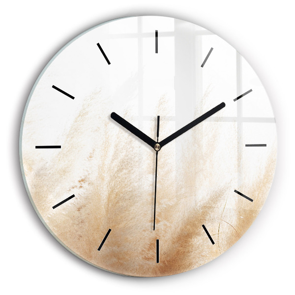 Round glass clock Ears of grain