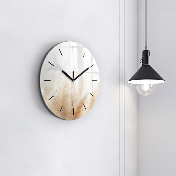 Round glass clock Ears of grain