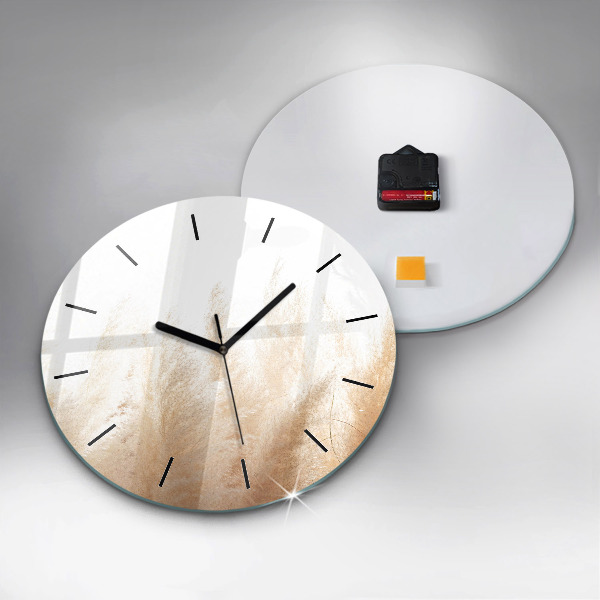 Round glass clock Ears of grain