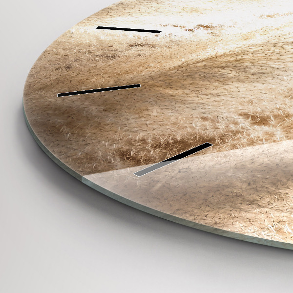 Round glass clock Ears of grain