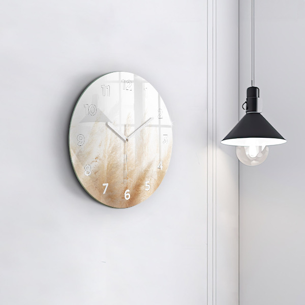 Round glass clock Ears of grain