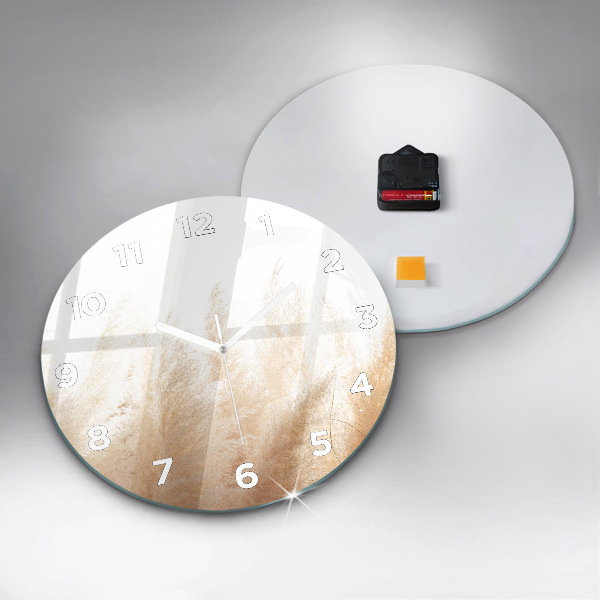 Round glass clock Ears of grain