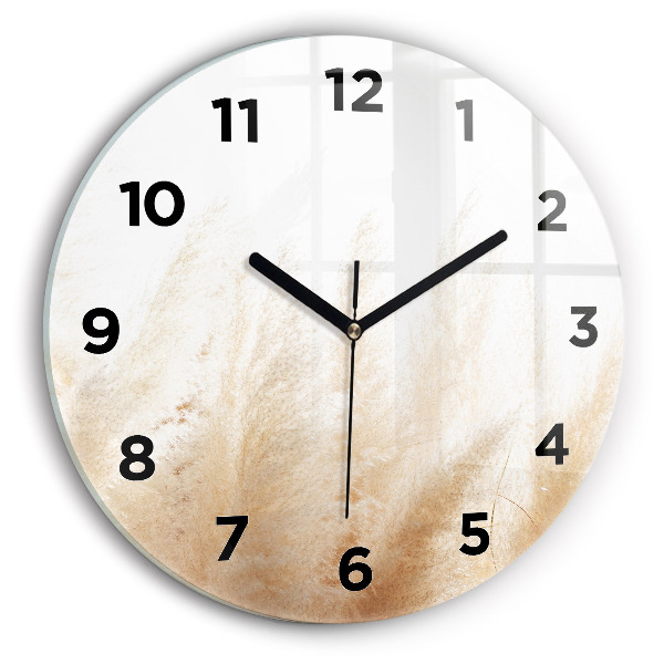 Round glass clock Ears of grain