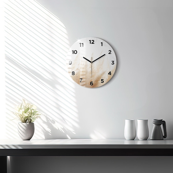 Round glass clock Ears of grain