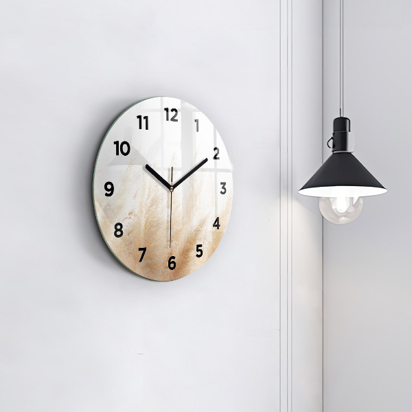 Round glass clock Ears of grain