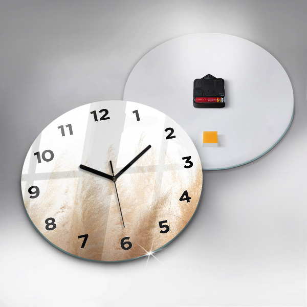 Round glass clock Ears of grain